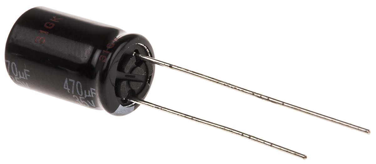 Panasonic 470μF Aluminium Electrolytic Capacitor 35V dc, Radial, Through Hole - EEUHD1V471