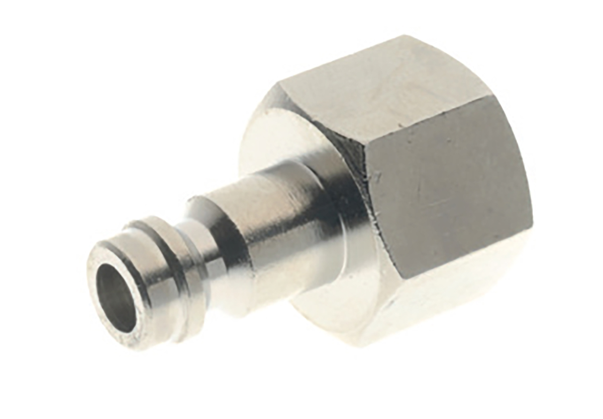 RS PRO Nickel Plated Brass Male Coupler Nipple, G 1/4 Female 1/4in Threaded