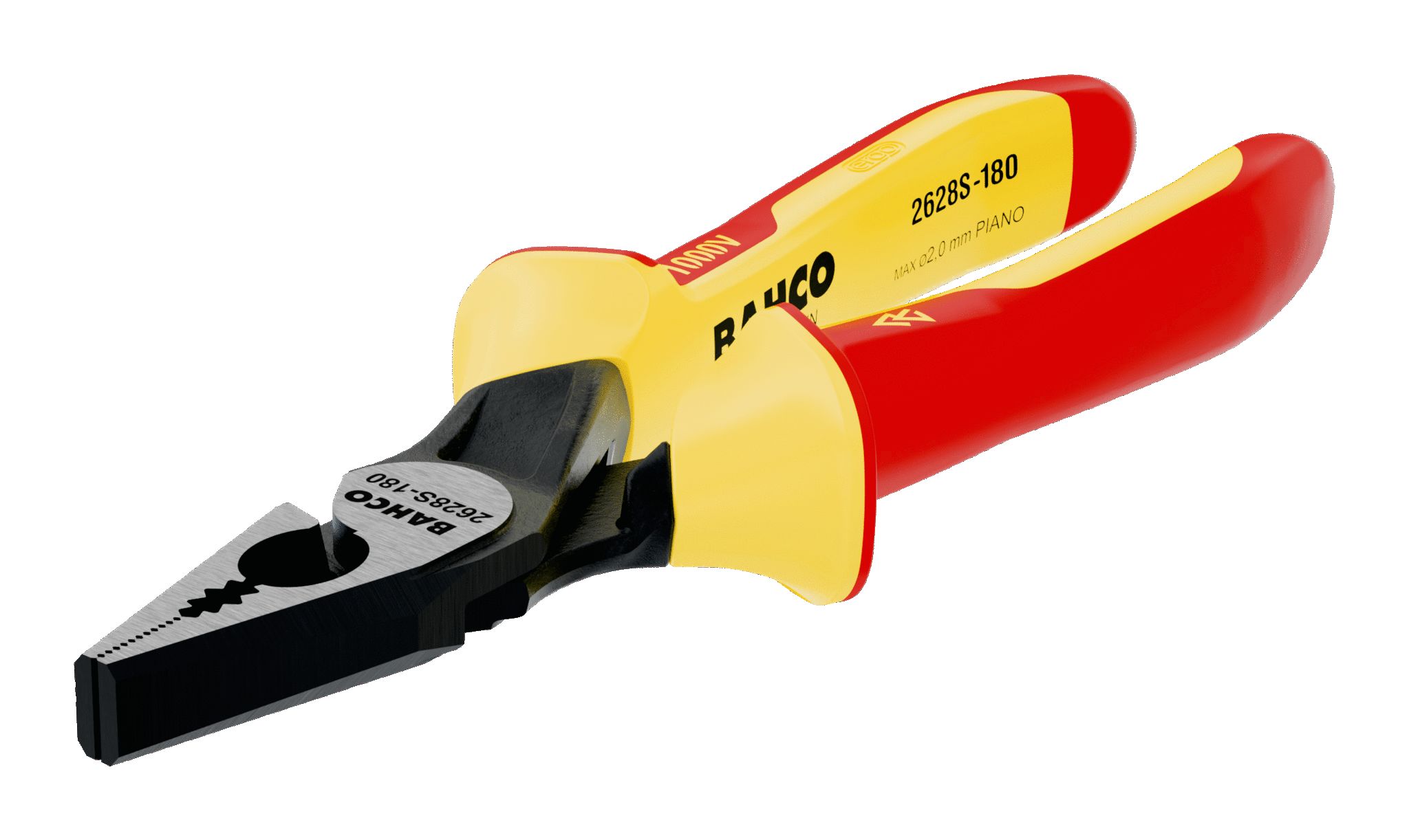 Bahco 2628S-180 Combination Plier, 180 mm Overall, Straight Tip, VDE/1000V, 36mm Jaw