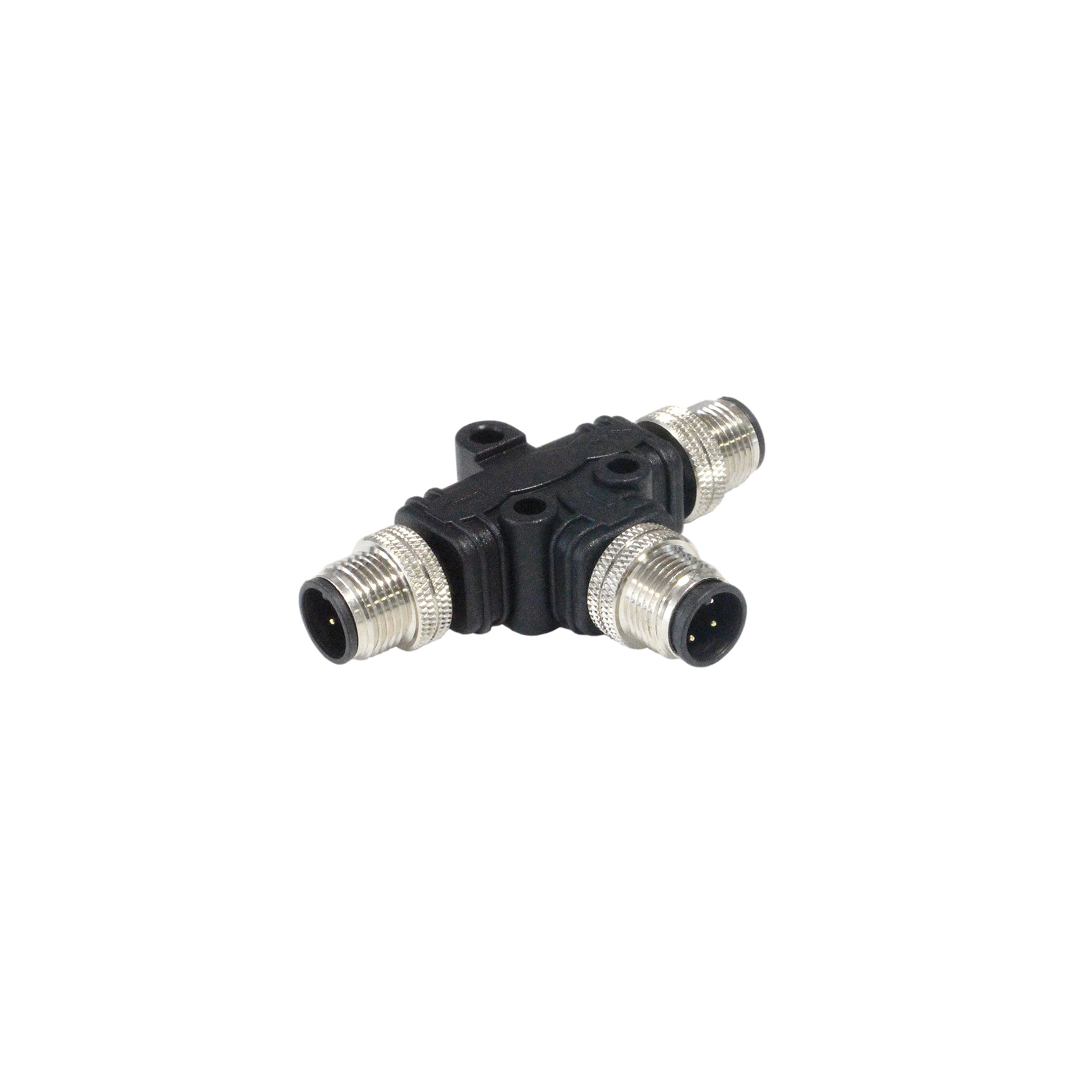Bulgin Tee M12 Plug to 4 Pole M12 Plug Adapter