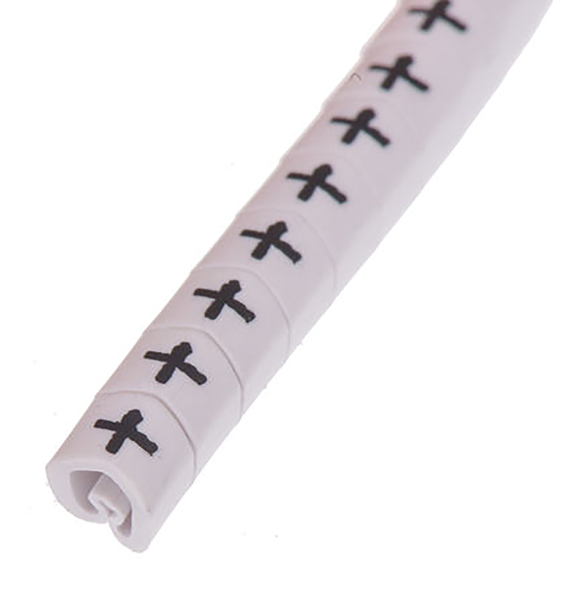 HellermannTyton Helagrip Slide On Cable Markers, Black on White, Pre-printed "+", 1 → 3mm Cable, 901-10283