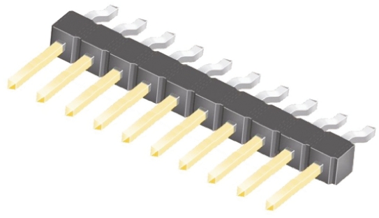 Samtec TSM Series Right Angle Surface Pin Header, 10 Contact(s), 2.54 mm Pitch, 1 Row, Unshrouded