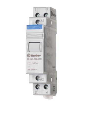 Finder DIN Rail Modular Step Relay, 24V Coil, 20A Switching Current, DPST