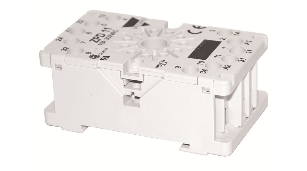 Carlo Gavazzi ZPD 11 Pin 300V DIN Rail Relay Socket, for use with RCP Relays?