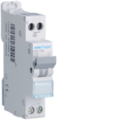 Hager Electronic Circuit Breaker 32A MFS, 1 channels