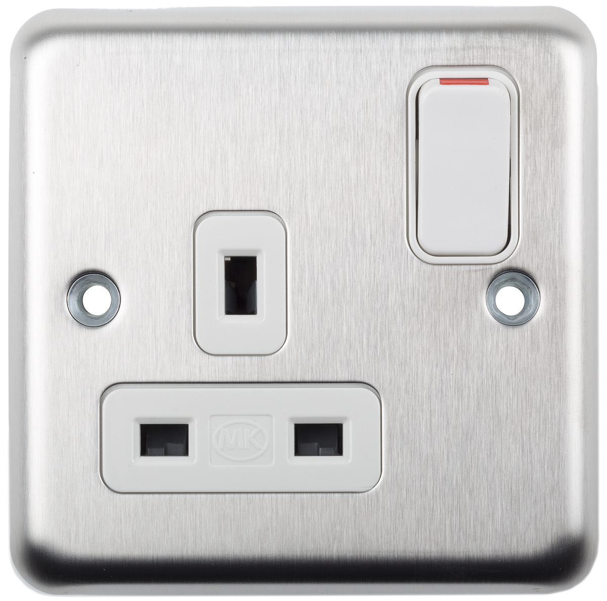 MK Electric Silver 1 Gang Plug Socket, 2P+E Poles, 13A, Type G - British
