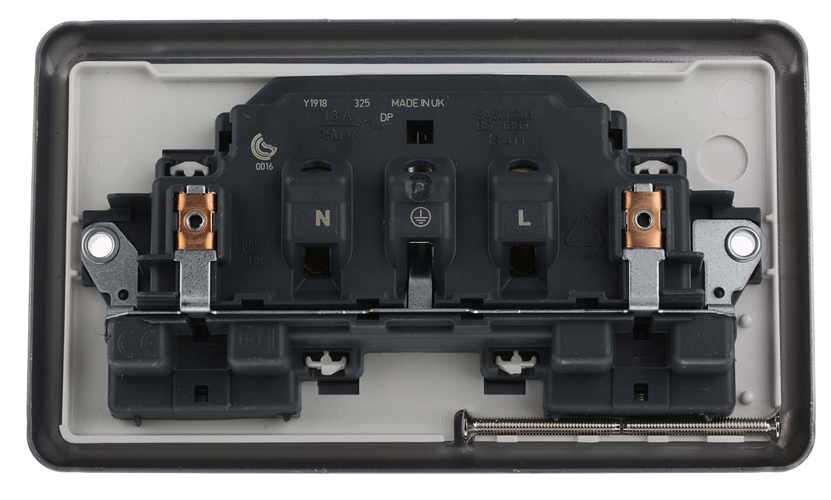 MK Electric Albay Plus 2 Gang Plug Socket, 13A, Type G - British