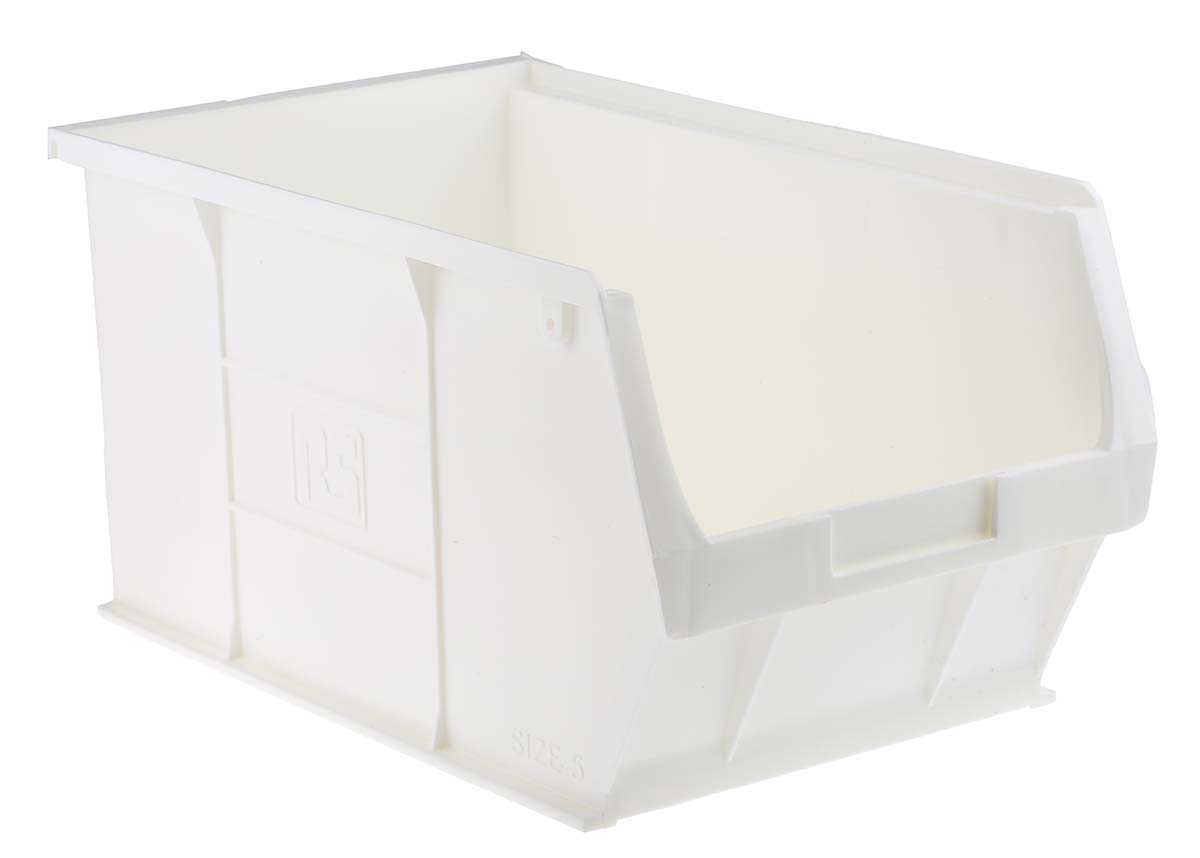 RS PRO PP Storage Bin, 350mm x 205mm x 181mm, White
