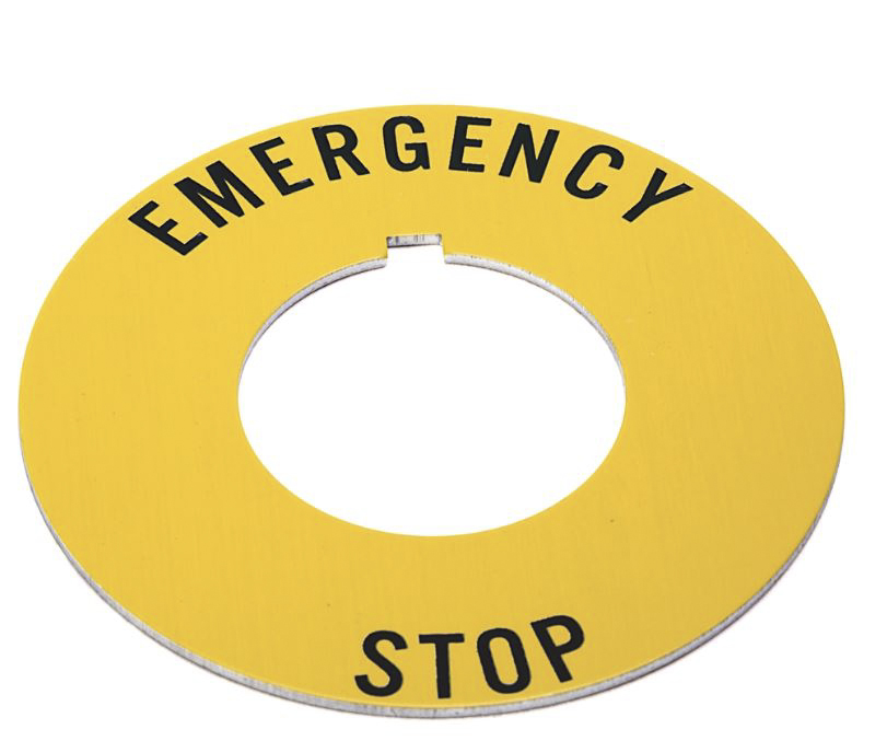 Allen Bradley Legend Plate for Use with 30 mm Push Button, Emergency Stop