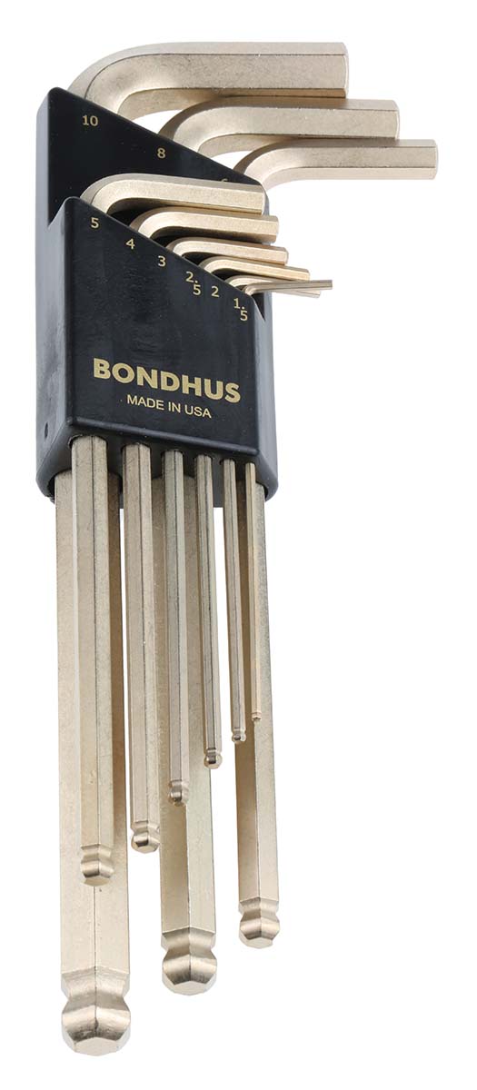 Bondhus 9 piece L Shape Metric Hex Key Set, 1.5 → 10mm