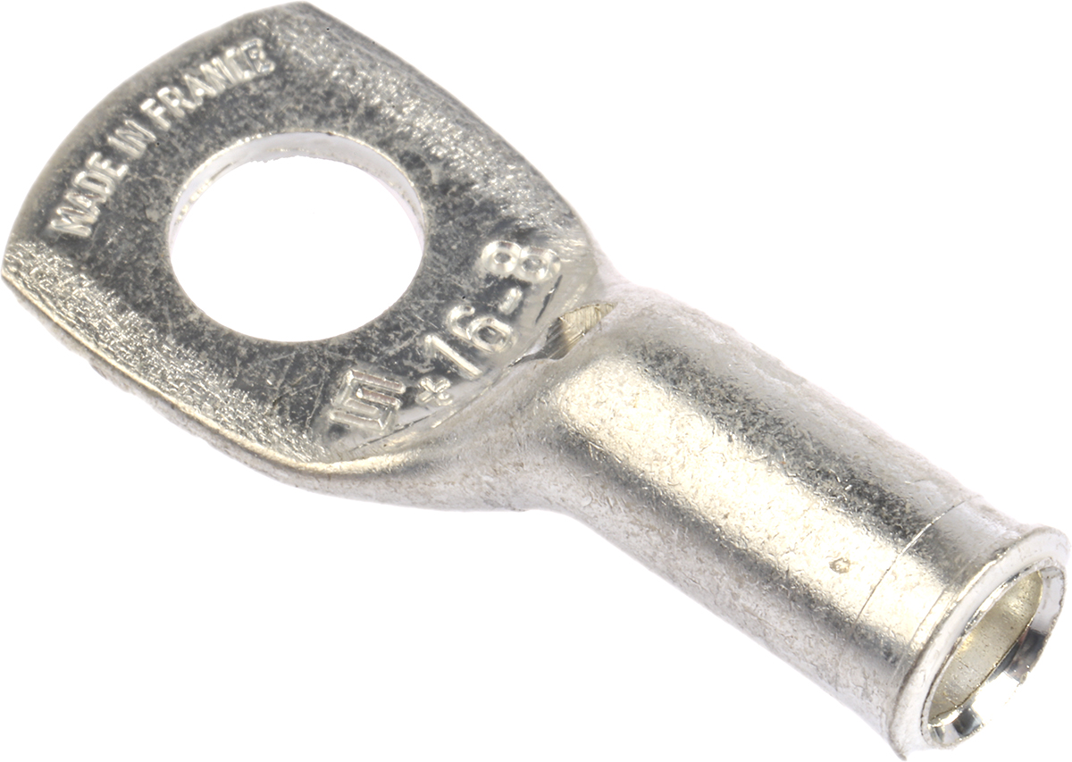 TE Connectivity, XCT Uninsulated Ring Terminal, 8mm Stud Size, 16mm² to 16mm² Wire Size