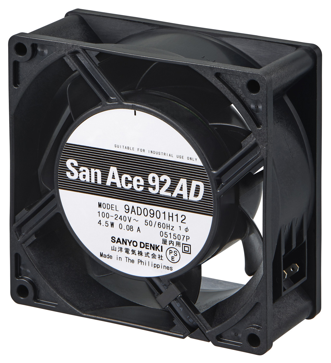 Sanyo Denki San Ace 9AD Series Axial Fan, 100 → 240 V ac, AC Operation, 90m³/h, 4.5W, 80mA Max, 92 x 92 x 38mm
