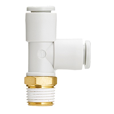 SMC KQ Series Elbow Fitting, Push In 12 mm to R 3/8 Male, Threaded-to-Tube Connection Style, KQ2Y12-03AS