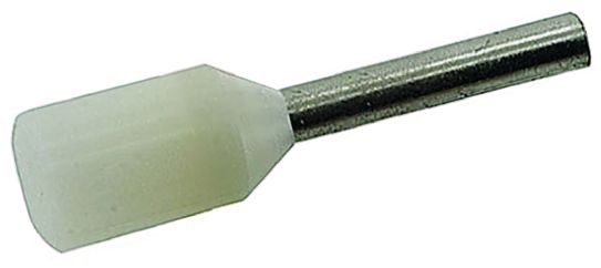 RS PRO Insulated Crimp Bootlace Ferrule, 8mm Pin Length, 1.5mm Pin Diameter, 0.75mm² Wire Size, White