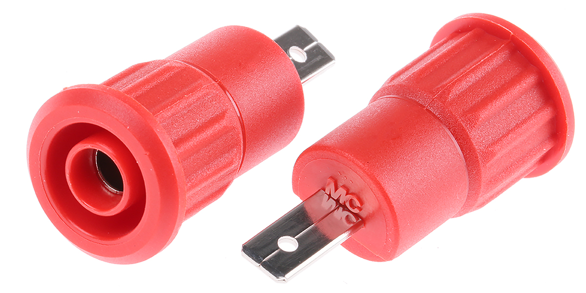 Staubli Red Female Banana Socket, 4 mm Connector, Tab Termination, 24A, 1000V, Nickel Plating