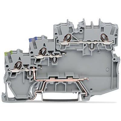 WAGO 2000-5317/102-000 TOPJOB S Series Grey, 1mm², 3-Level, Push-In Cage Clamp Termination