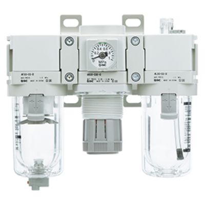 SMC G 1/4 FRL Assembly, Auto Drain, 5μm Filtration Size