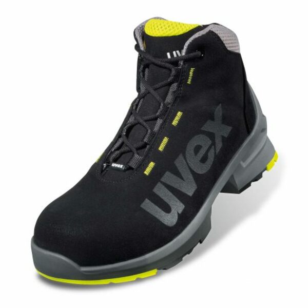 uvex 1 Black, Grey, Yellow ESD Safe Composite Toe Capped Men, Women Safety Boots, UK 10.5, EU 45