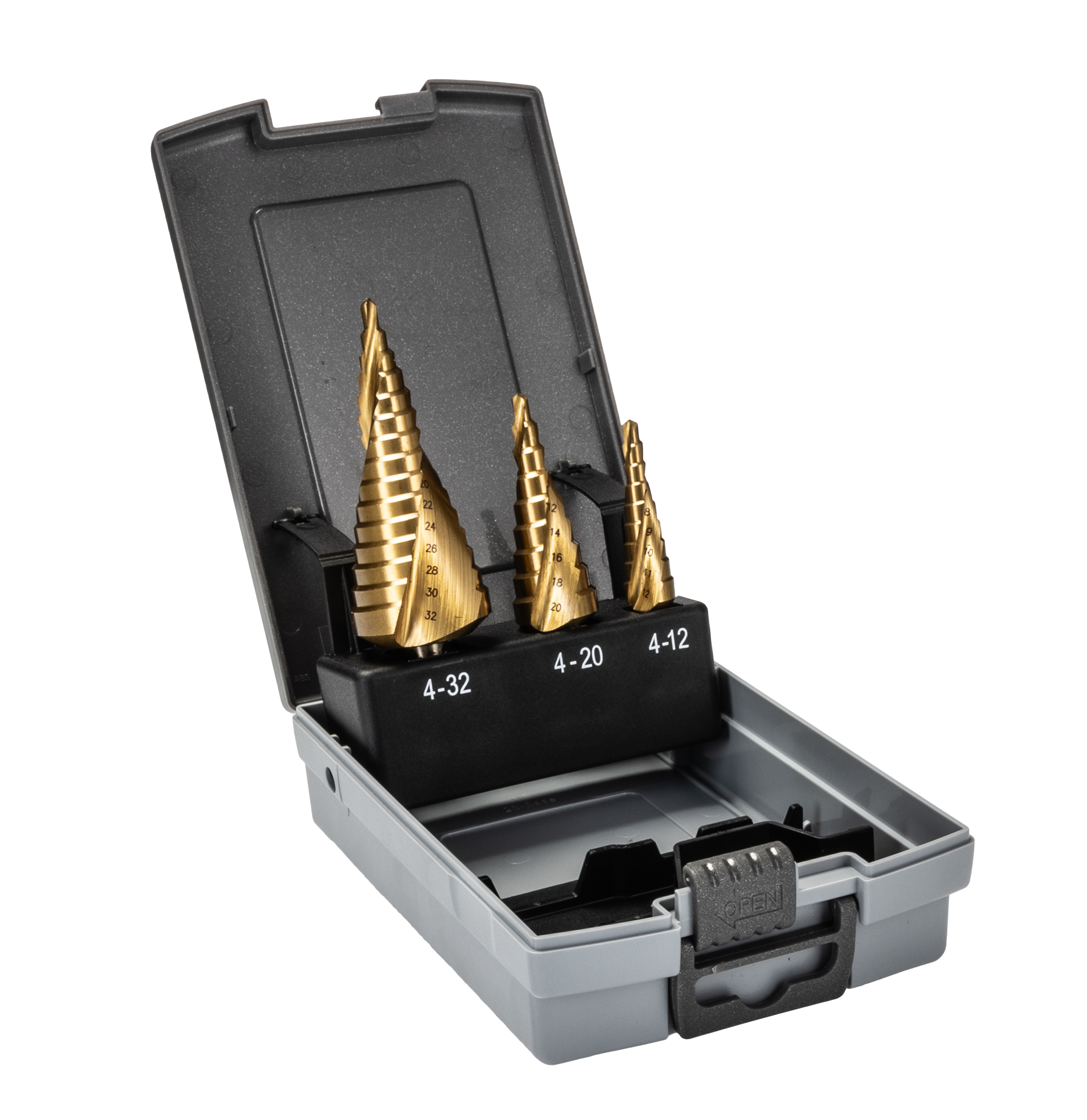 Makita 3-Piece Step Drill Bit Set for Metal, 32mm Max, 4mm Min, Titanium-Nitride (Coated) Bits