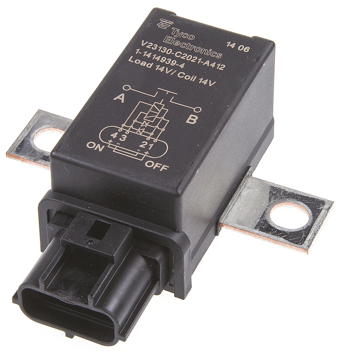 TE Connectivity Flange Mount Automotive Relay, 12V dc Coil Voltage, 190A Switching Current, SPST
