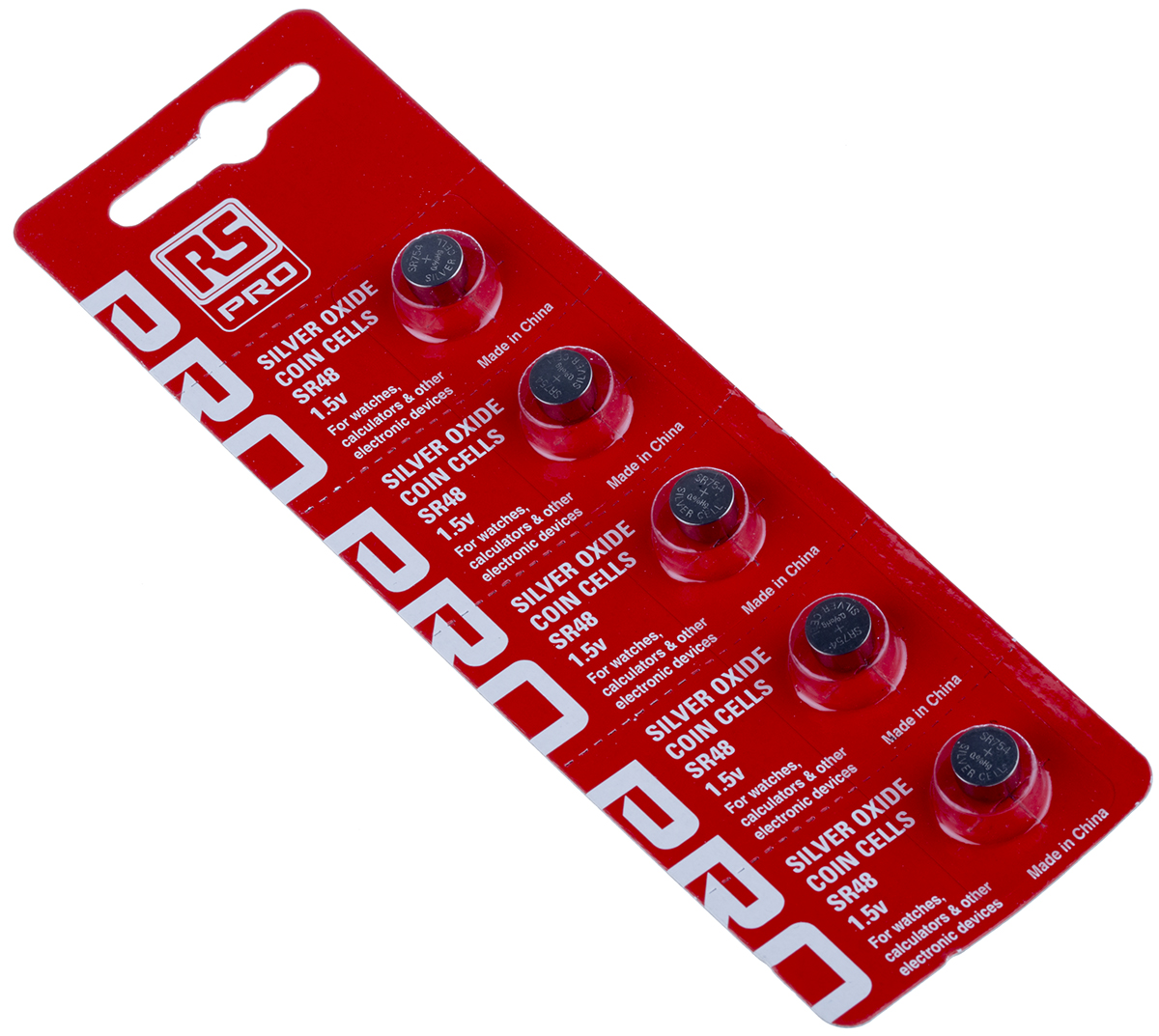 RS PRO SR48 Button Batteries, 1.55V, 7.9mm Diameter, 5 Pack