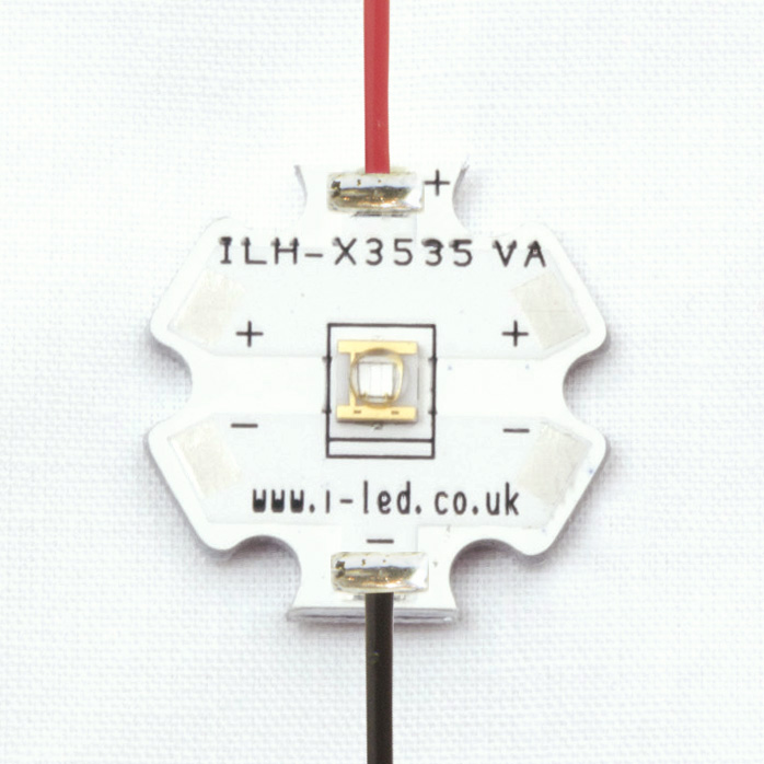 ILH-XC01-S380-SC211-WIR200. Intelligent LED Solutions, C3535U UV Series UV LED, 390nm 360mW 125 ° Screw Mount package