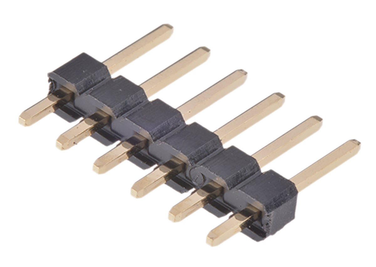 Wurth Elektronik WR-PHD Series Straight Through Hole Pin Header, 6 Contact(s), 2.54 mm Pitch, 1 Row, Unshrouded
