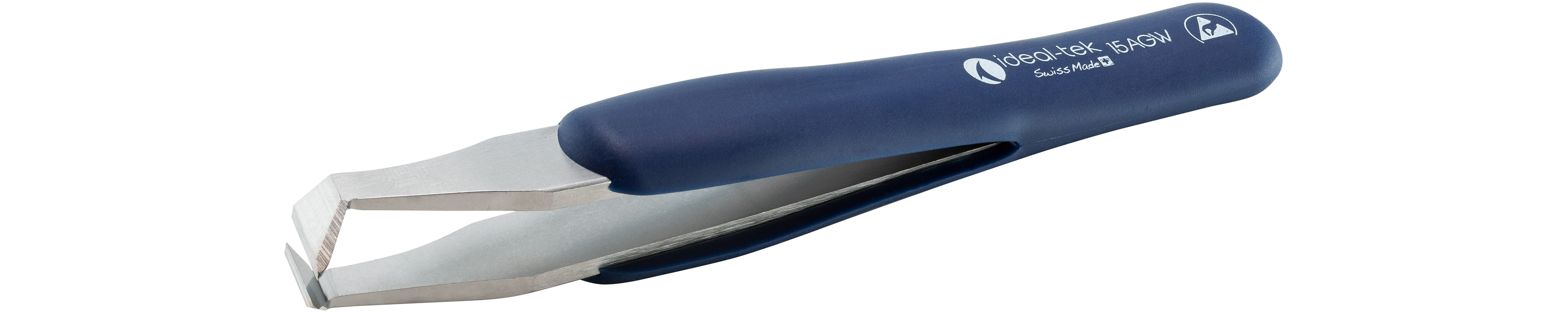 ideal-tek 120 mm, Carbon Steel, Angle, ESD Tweezers
