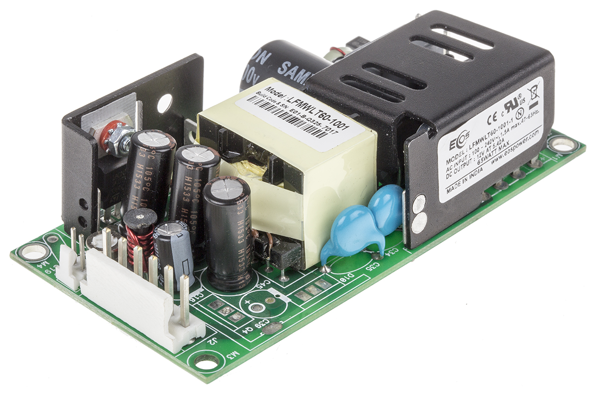 EOS Switching Power Supply, LFMWLT60-1001, 12V dc, 5A, 60W, 1 Output, 90 → 264V ac Input Voltage