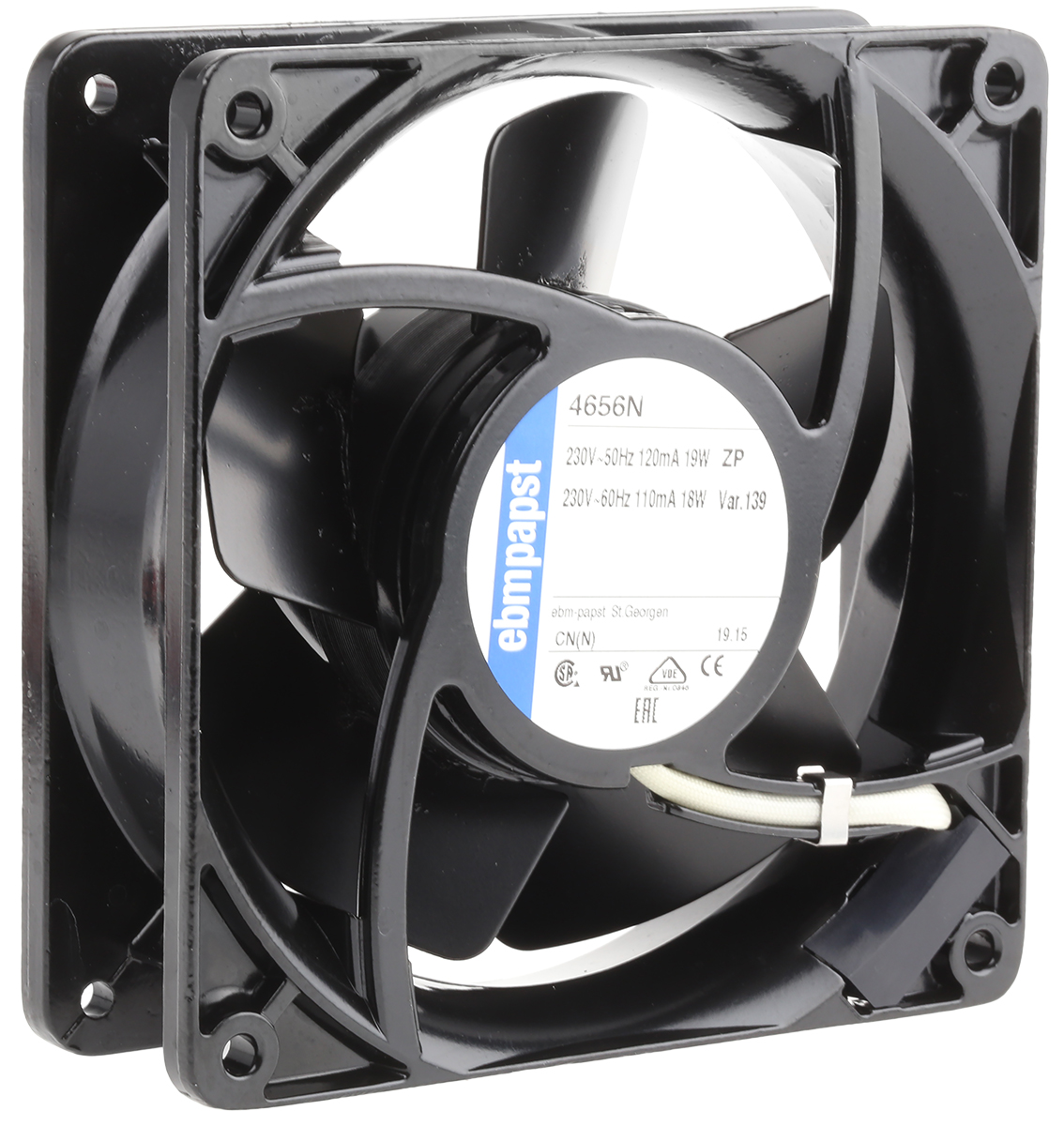 ebm-papst 4000 N Series Axial Fan Kit, 230 V ac, AC Operation, 160m³/h, 19W, 119 x 119 x 38mm