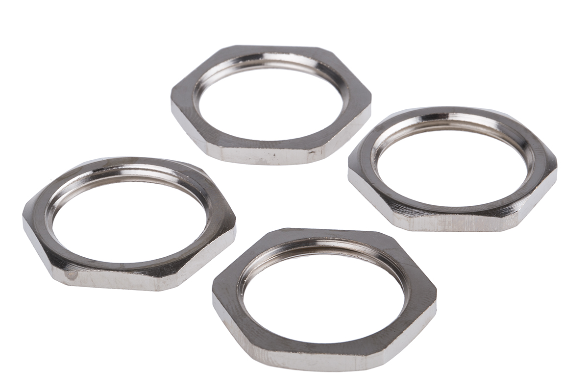 PMA Nickel Nickel Plated Brass Cable Gland Locknut, M25 Thread