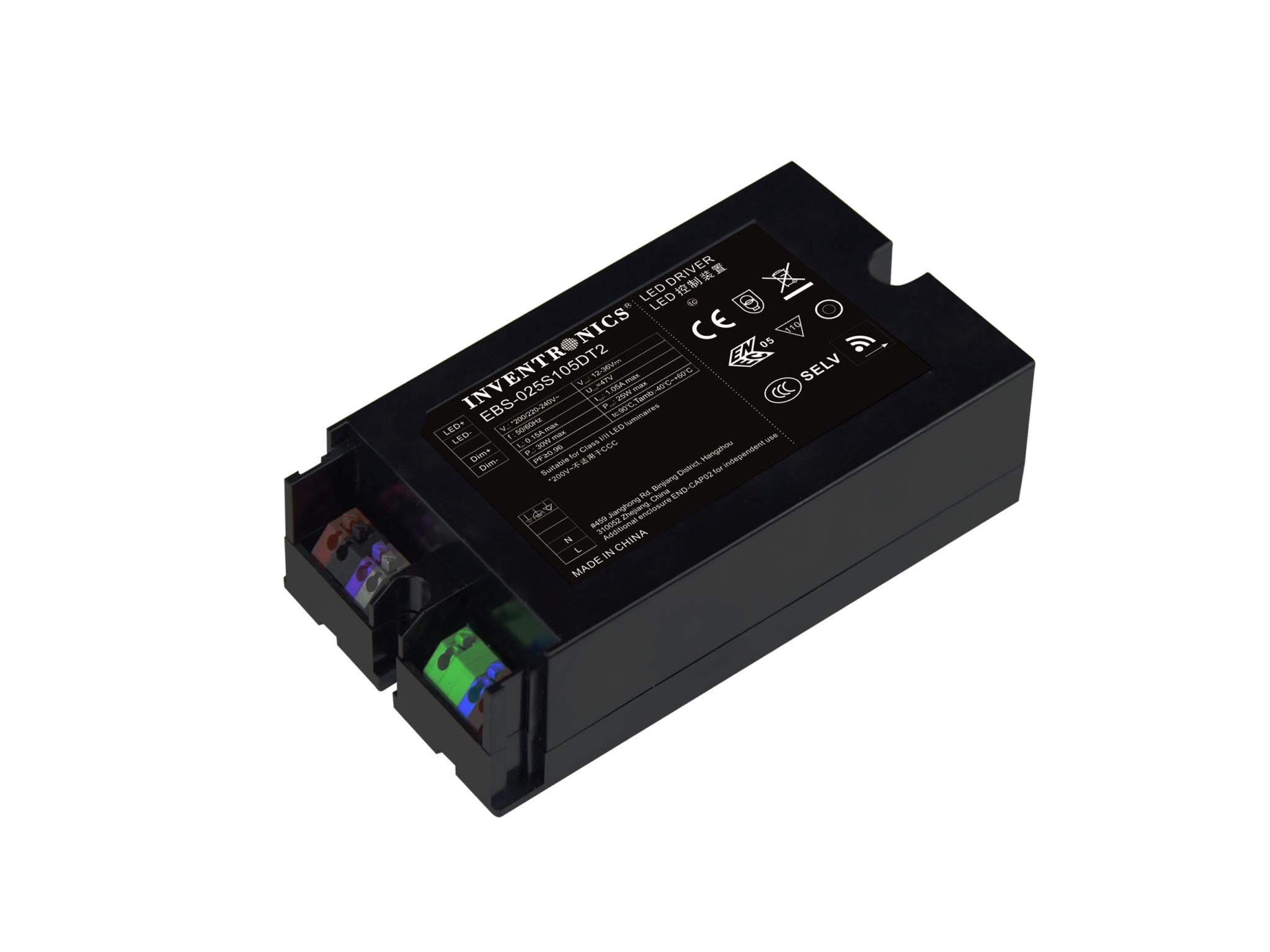 Inventronics LED Driver, 36V Output, 25W Output, 1.05A Output, Constant Current Dimmable