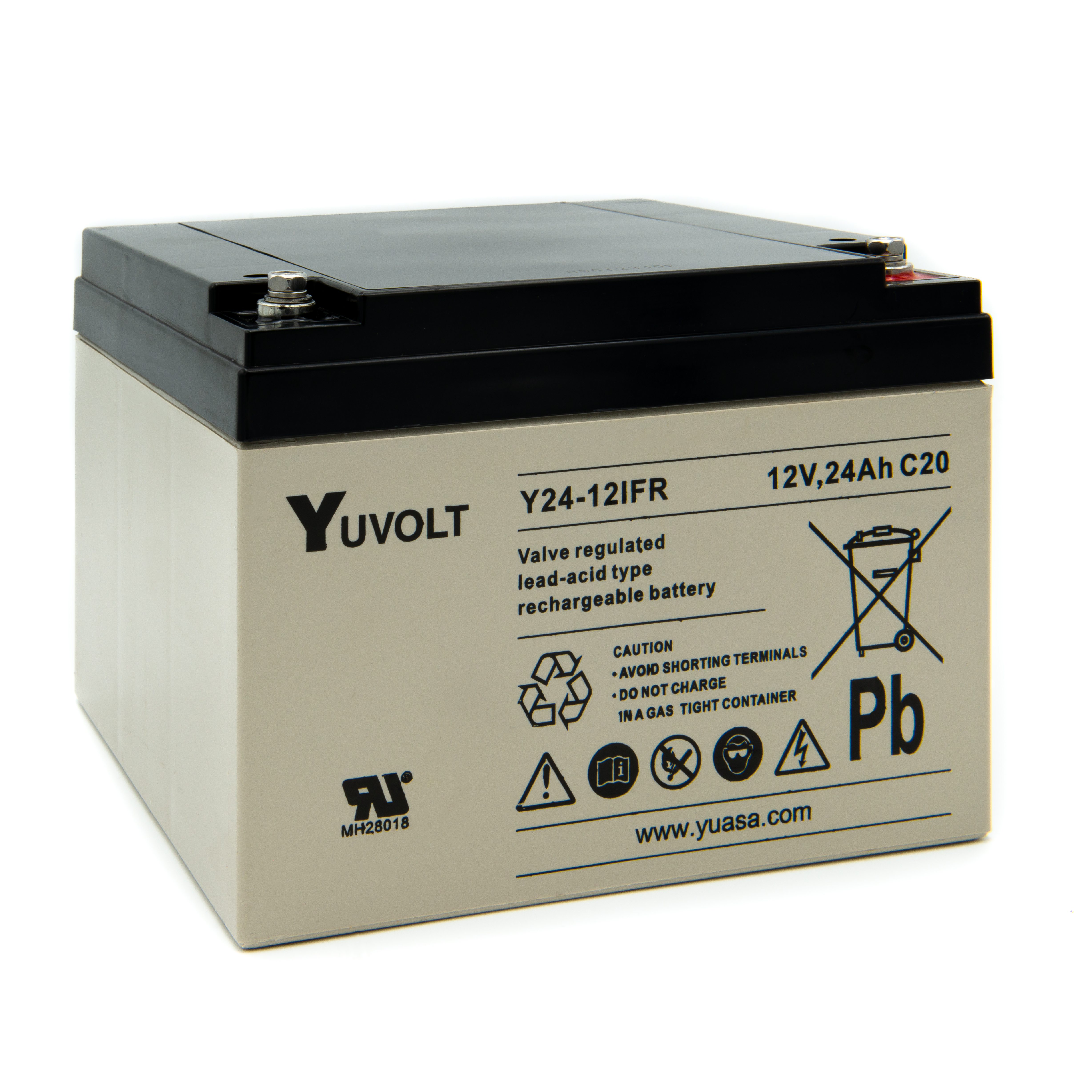 Yuasa 12V Insert M5 Sealed Lead Acid Battery, 24Ah