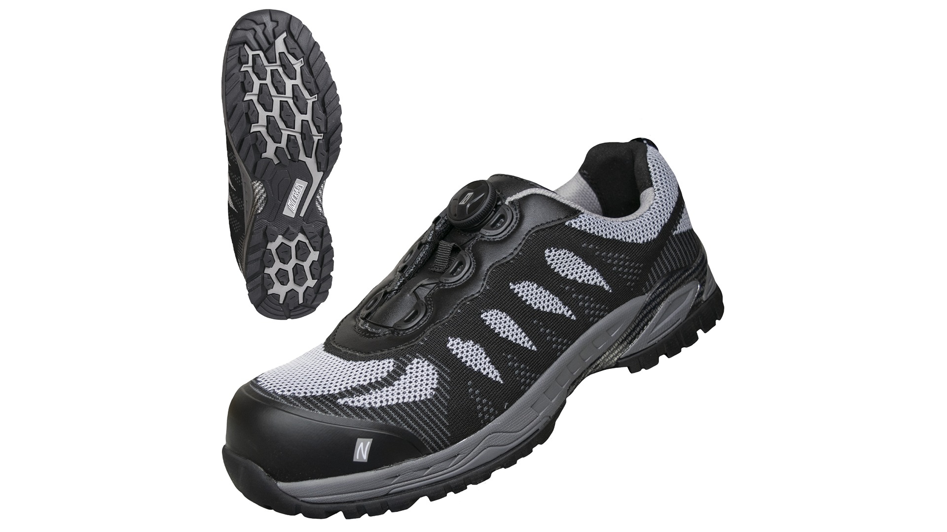 NITRAS SAFETY 7414 Unisex Black, Grey Fibreglass Toe Capped Safety Shoes, UK 8.5, EU 42