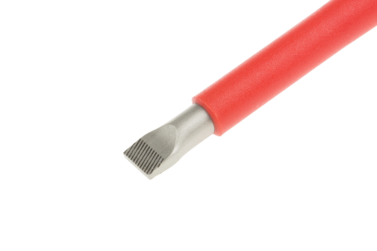 Wera Slotted Insulated Screwdriver, 8 mm Tip, 200 mm Blade, VDE/1000V, 287 mm Overall