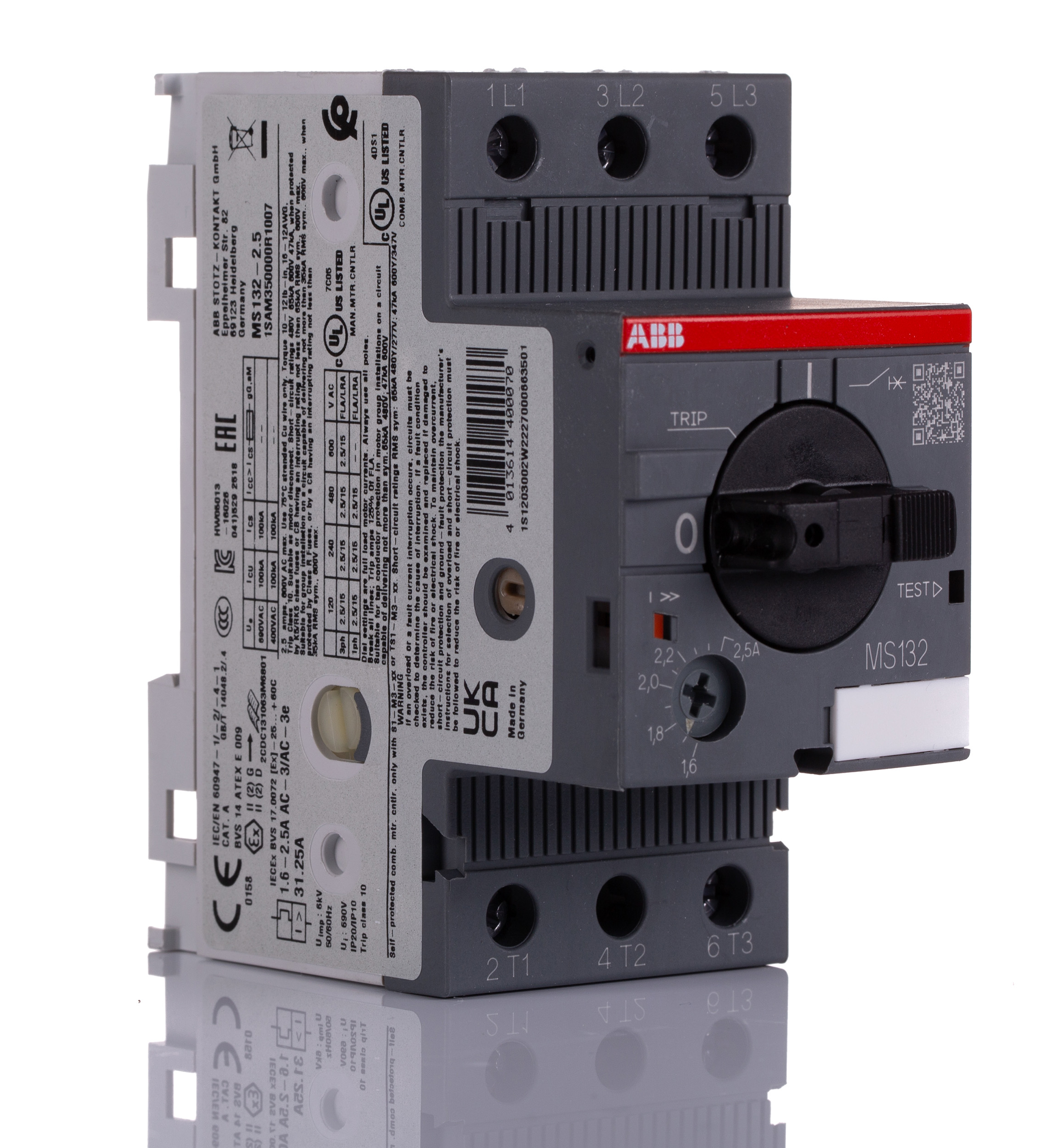 ABB 1.6 → 2.5 A Motor Protection Circuit Breaker