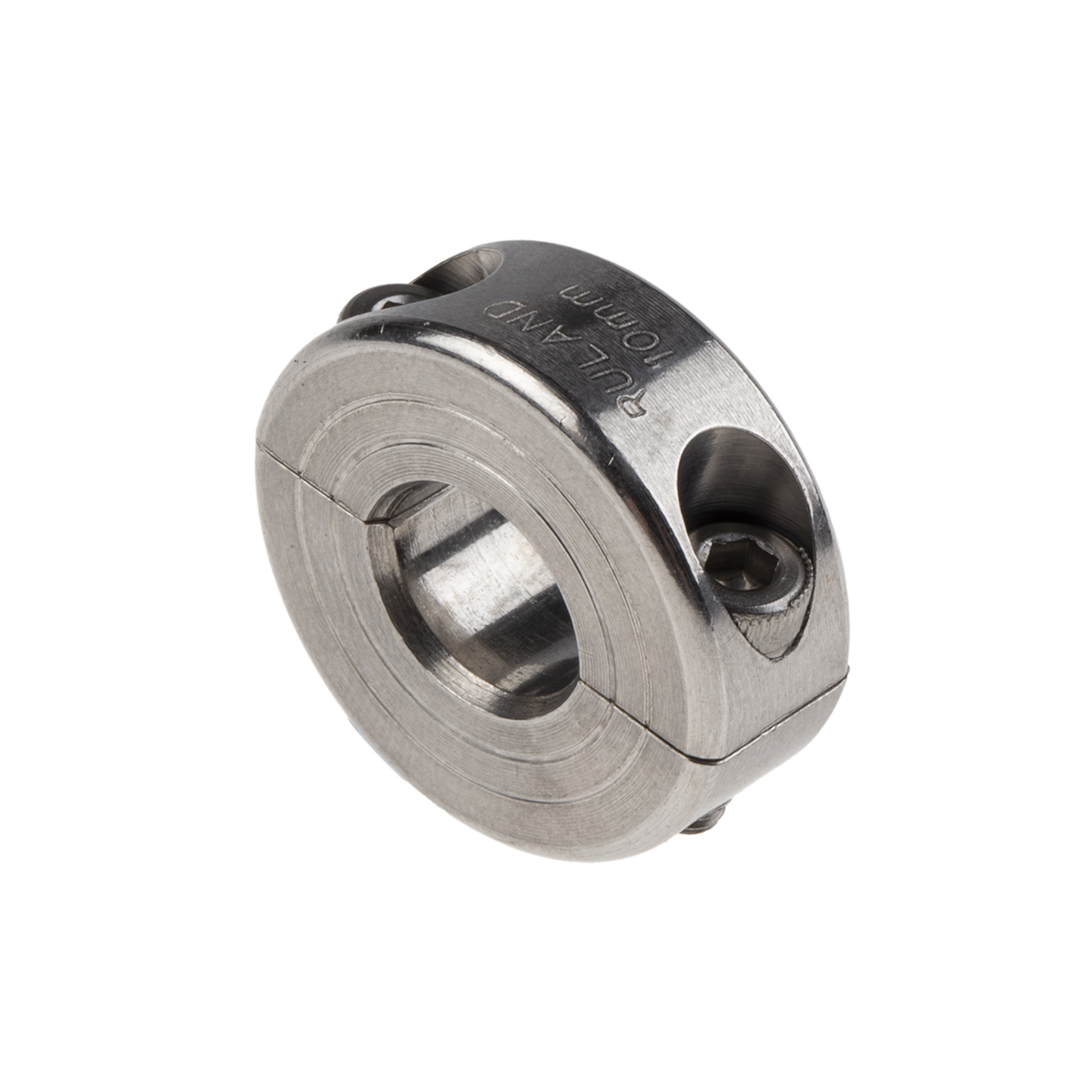 Ruland Shaft Collar, Two Piece, Clamp Screw, Bore 10mm, OD 24mm, W 9mm, Stainless Steel