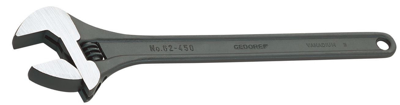 Gedore Adjustable Spanner, 380 mm Overall, 43mm Jaw Capacity, Metal Handle