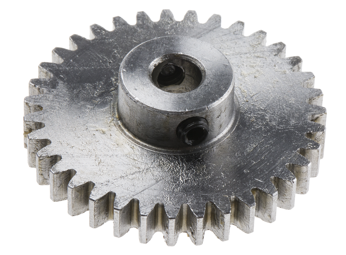 RS PRO Steel 30 Teeth Spur Gear, 1 Module, 6mm Bore Diam, 30mm Pitch Diam, 14mm Hub Diam