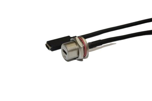 RS PRO Straight, Panel Mount, Socket- Single Port Type C 3.1 IP68 USB C Connector