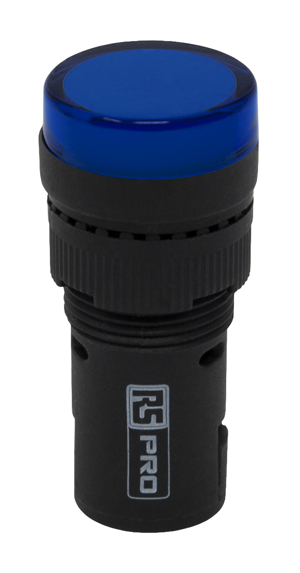 RS PRO, Panel Mount Blue LED Pilot Light, 16mm Cutout, IP40, Round, 24V ac/dc