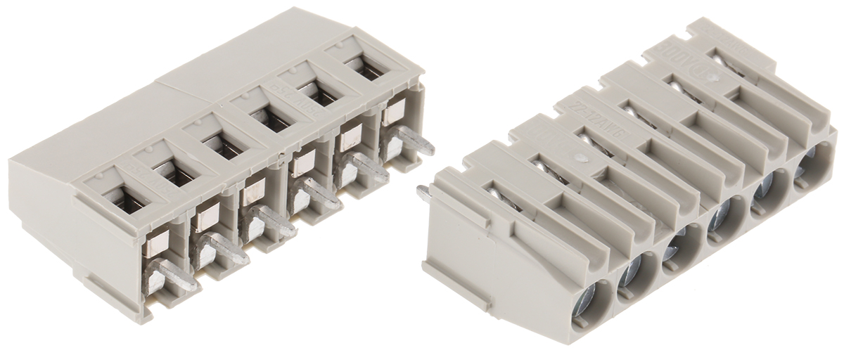 Wieland 8291 Series PCB Terminal Block, 6-Contact, 5.08mm Pitch, Through Hole Mount, 1-Row, Screw Termination