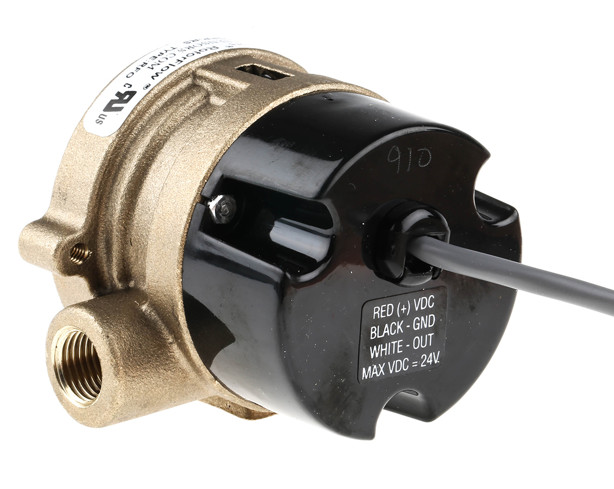 Gems Sensors RFO Series RotorFlow Electronic Flow Sensor for Liquid, 2 L/min Min, 20 L/min Max
