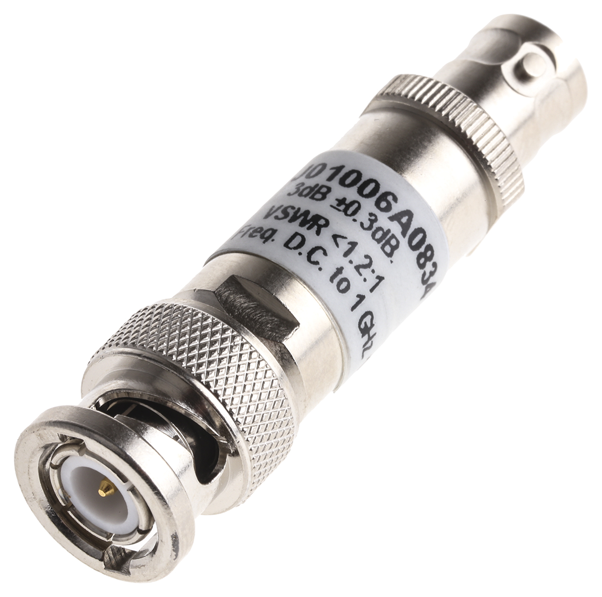 Telegartner 50Ω RF Attenuator Straight BNC Connector BNC Plug to BNC Socket 3dB, Operating Frequency 0 → 1GHz