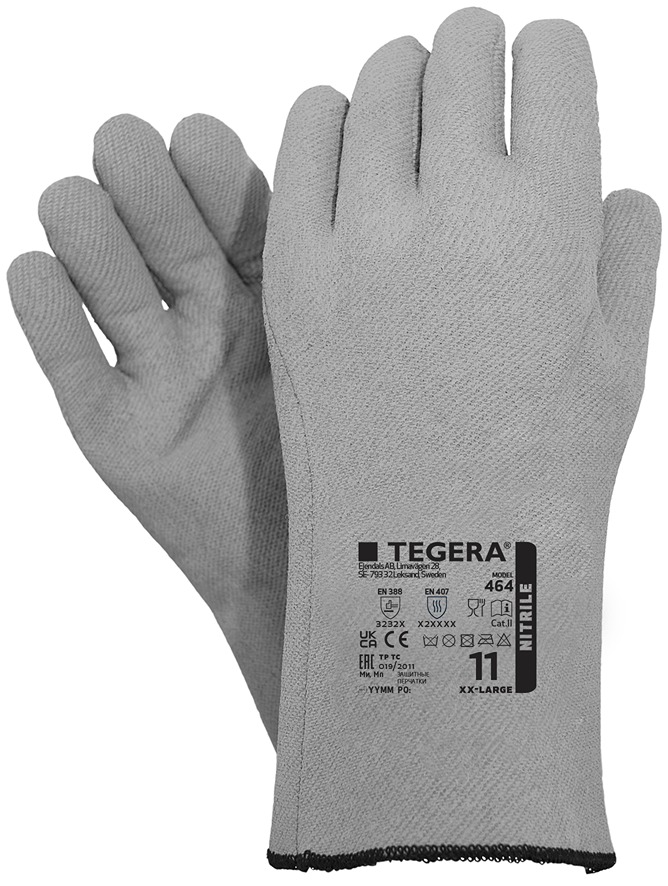 Tegera 464 Grey Polyester Polyester Work Gloves, Size 10, Nitrile Coating