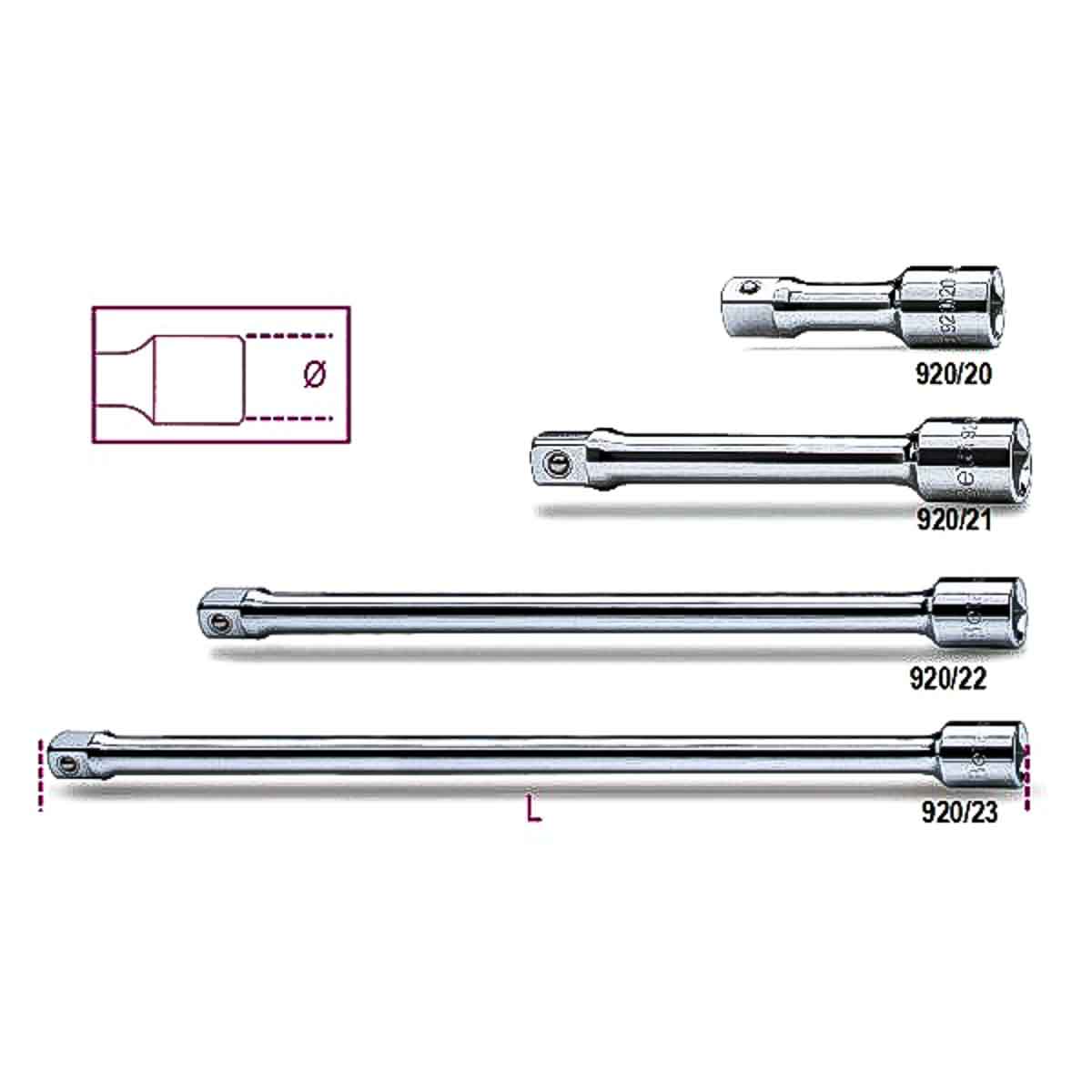 BETA 1/2 in Square Extension, 255 mm Overall
