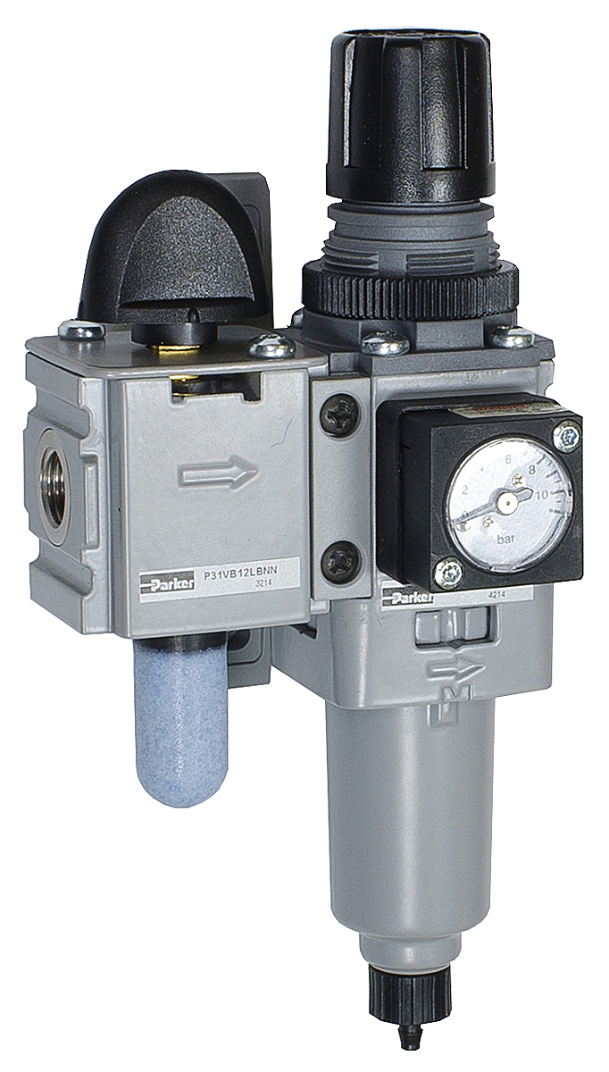 Parker P31 Metal Filter Regulator, 5μm, G 1/4, Pulse, 8 bar