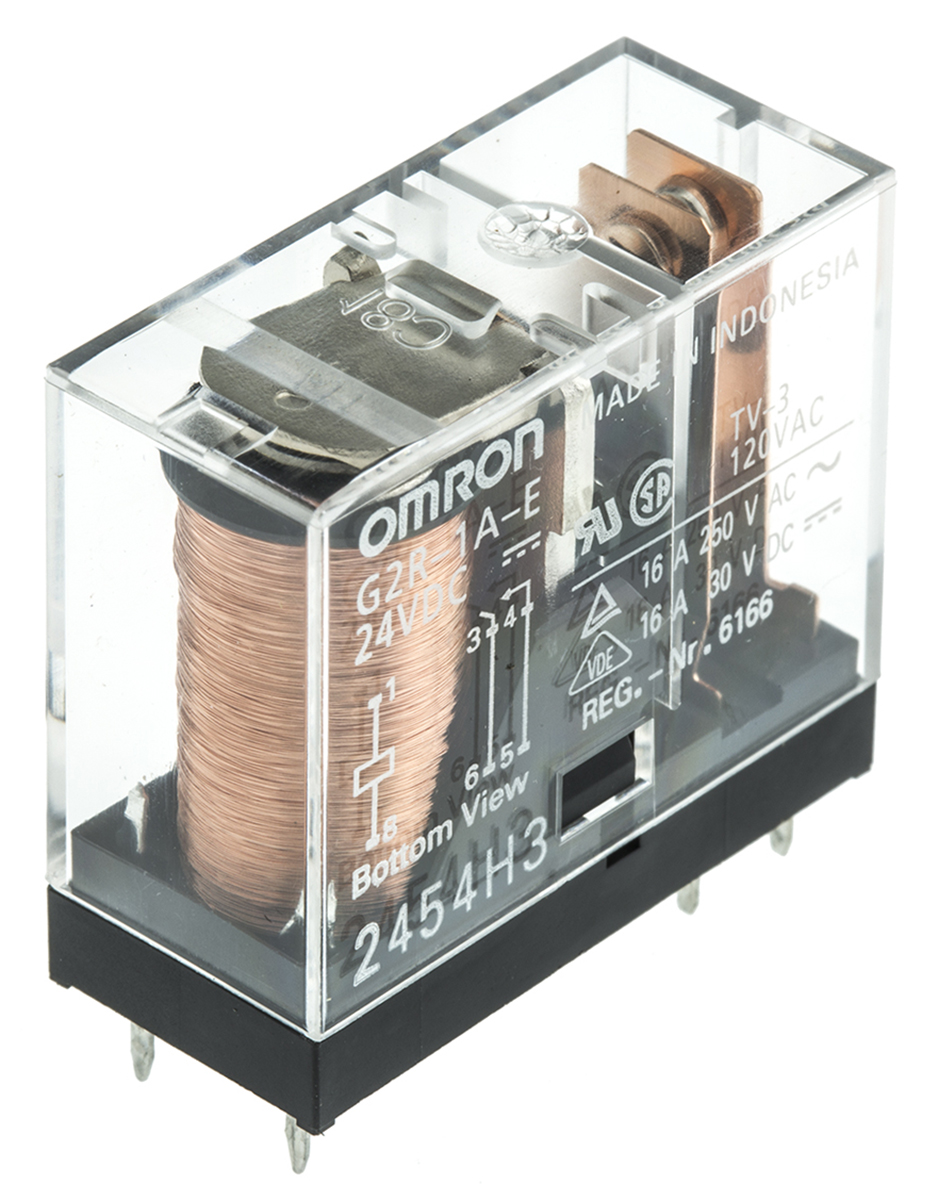 Omron PCB Mount Power Relay, 24V dc Coil, 16A Switching Current, SPST