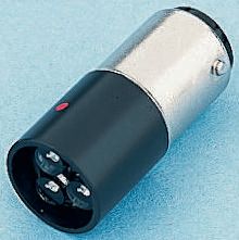 Marl White LED Indicator Lamp, 130V dc, BA15d Base, 16mm Diameter, 14000mcd