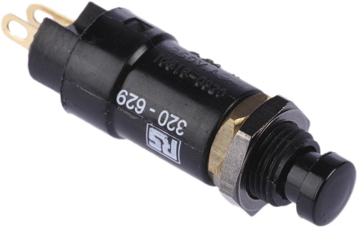 Arcolectric (Bulgin) Ltd 0916 Series Miniature Push Button Switch, Momentary, Panel Mount, 7.1mm Cutout, SPST, 250V ac